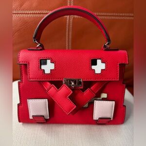 Designer Mosaic Doll Red Leather Handbag